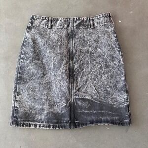 Incredible Vintage Dark Gray Acid‎ Wash Denim Mini Skirt 1980s - 28" Waist